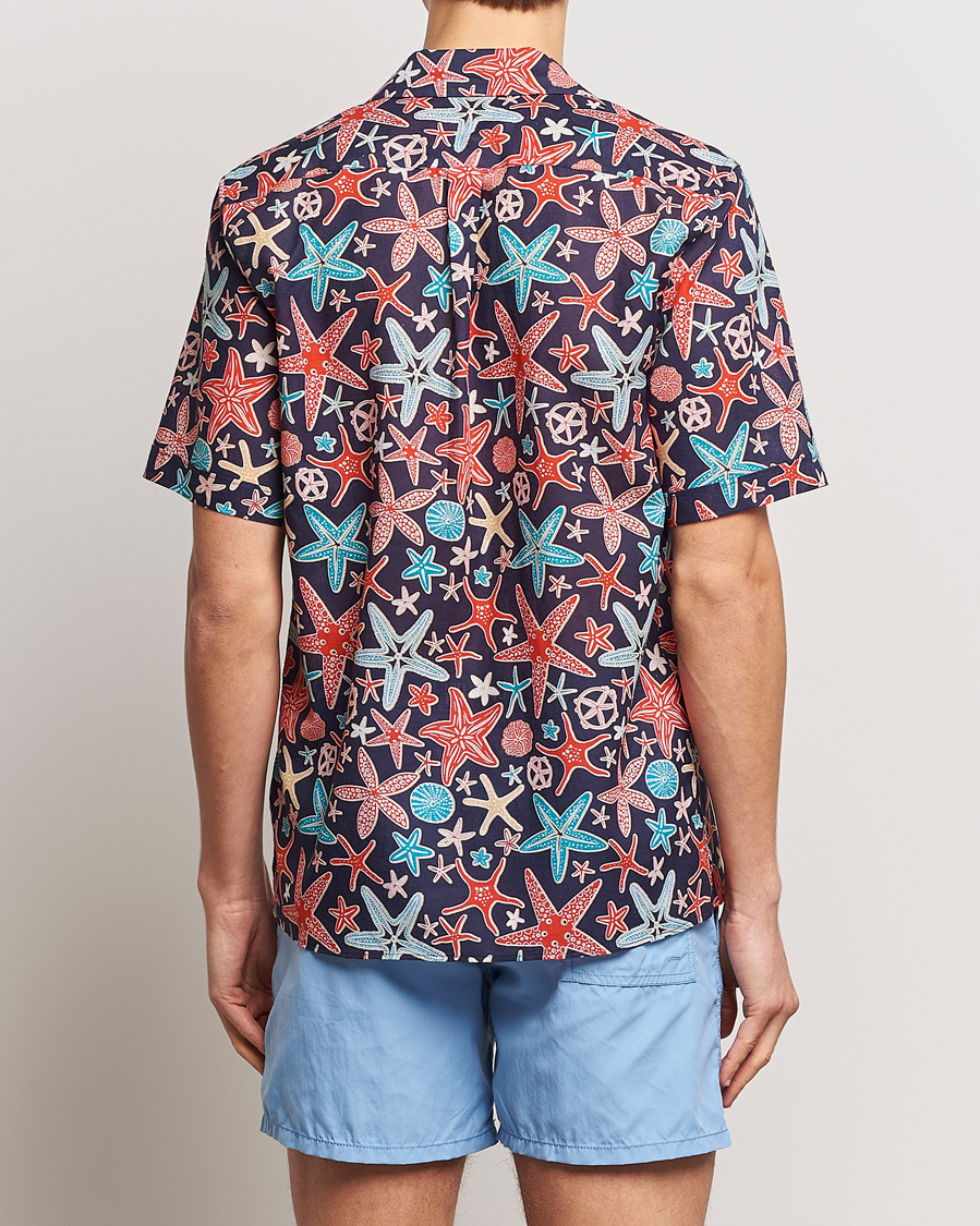 Herr | Skjortor | Vilebrequin | Charli Cotton/Linen Short Sleeve Shirt Bleu Marine