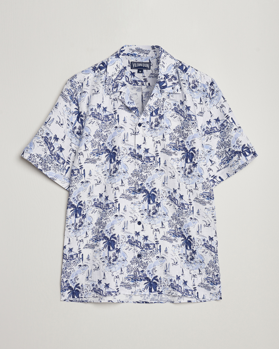 Herr | Skjortor | Vilebrequin | Charli Riviera Linen Short Sleeve Shirt Encre