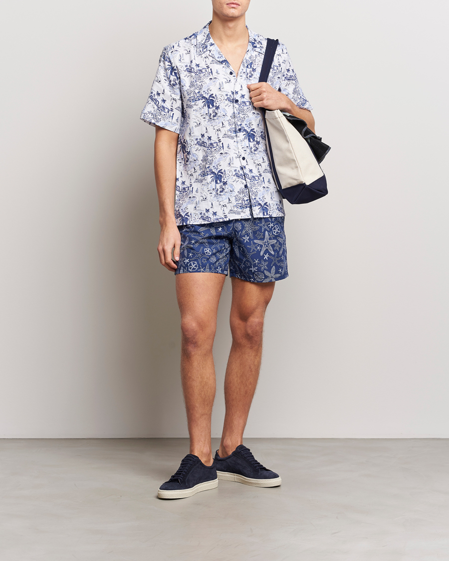 Herr | Skjortor | Vilebrequin | Charli Riviera Linen Short Sleeve Shirt Encre