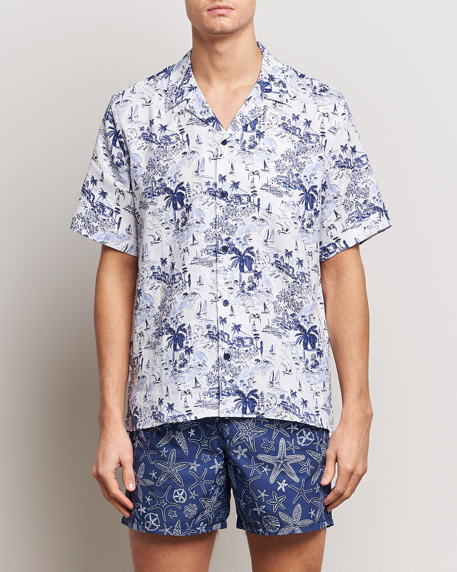 Herr | Skjortor | Vilebrequin | Charli Riviera Linen Short Sleeve Shirt Encre
