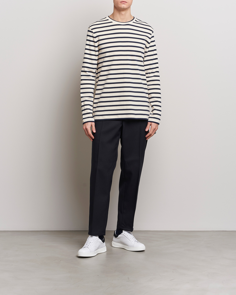 Herr | T-Shirts | Jil Sander | Long Sleeve Rib Cotton T-Shirt Marine Stripes