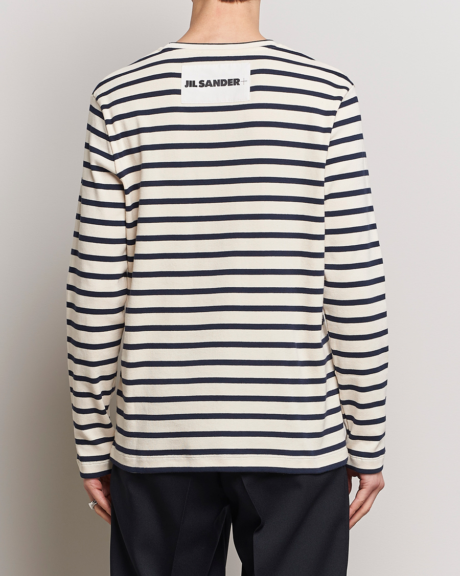 Herr | T-Shirts | Jil Sander | Long Sleeve Rib Cotton T-Shirt Marine Stripes