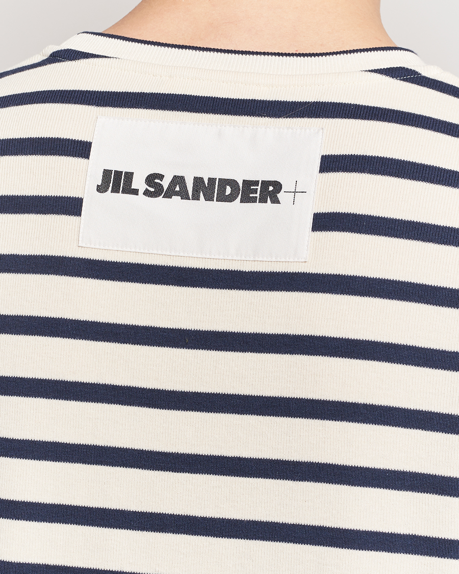 Herr | T-Shirts | Jil Sander | Long Sleeve Rib Cotton T-Shirt Marine Stripes