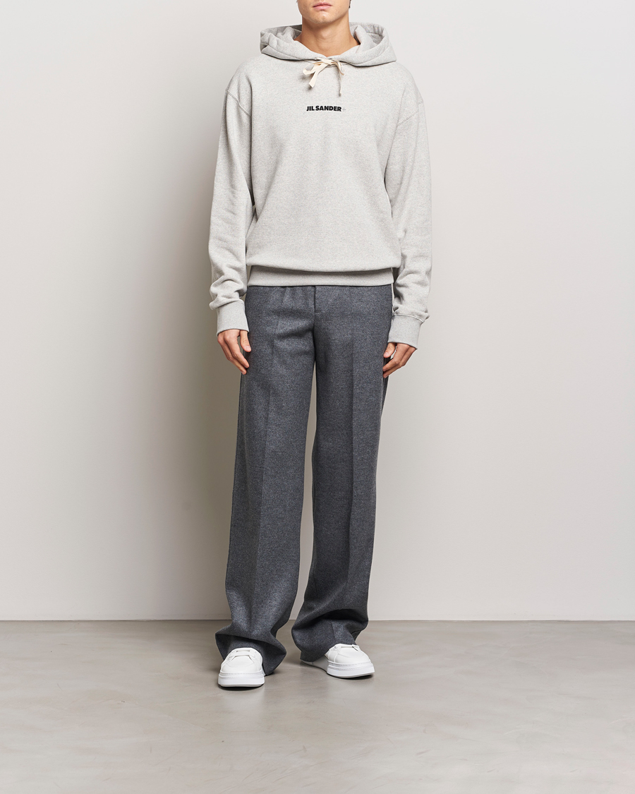 Herr | Tröjor | Jil Sander | Small Logo Cotton Hoodie Light Grey