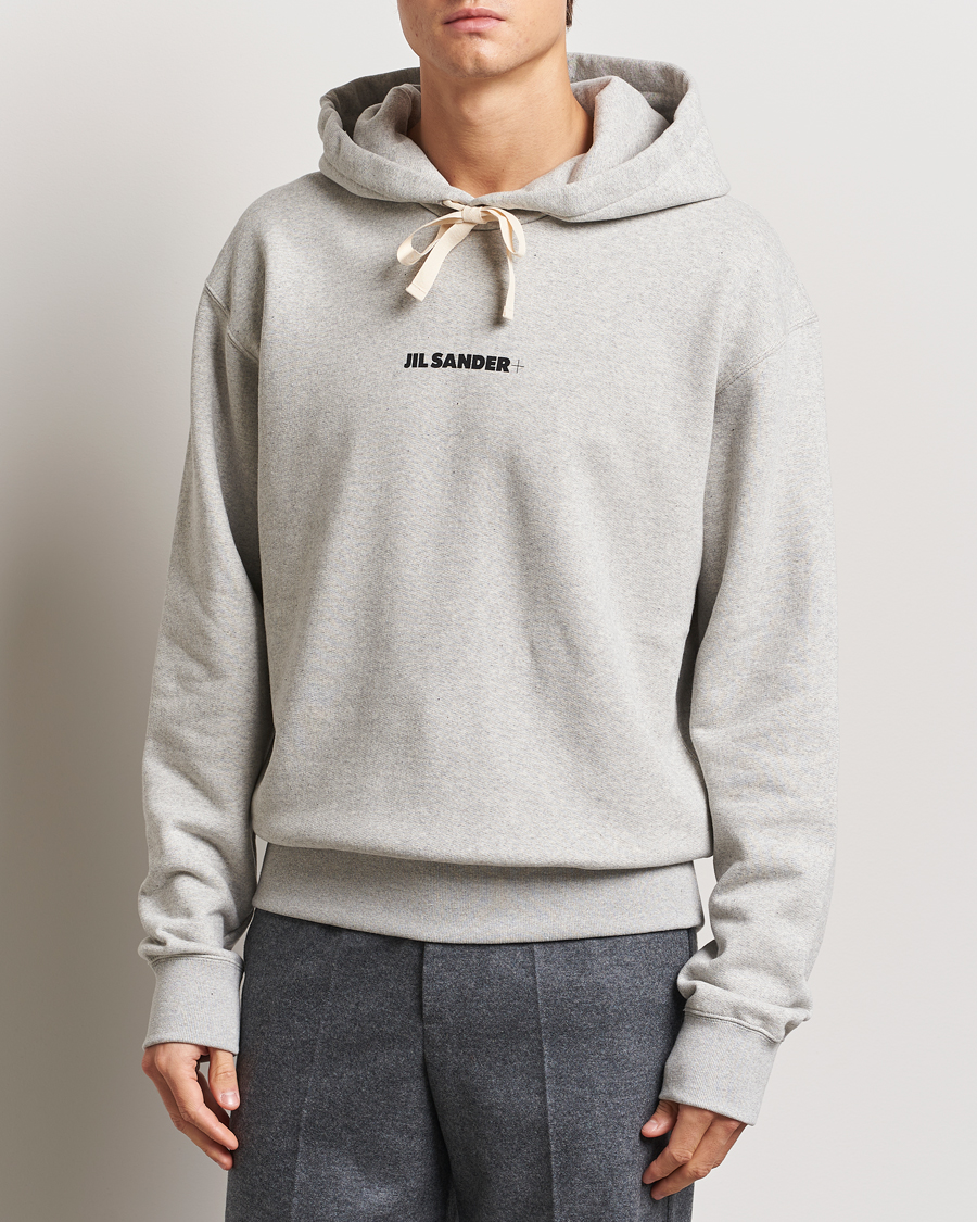 Herr | Tröjor | Jil Sander | Small Logo Cotton Hoodie Light Grey