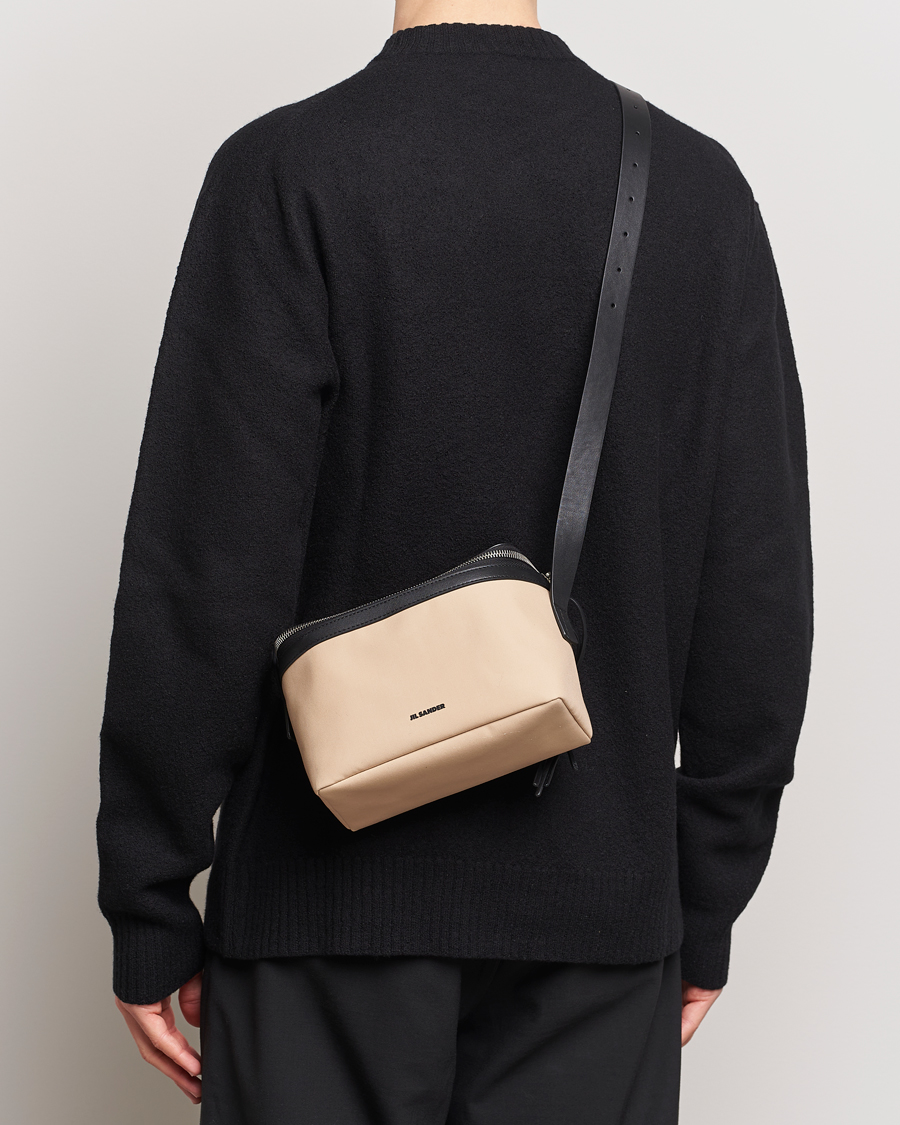 Herr | Axelremsväskor | Jil Sander | Cotton/Nappa Cross Body Bag Dark Sand