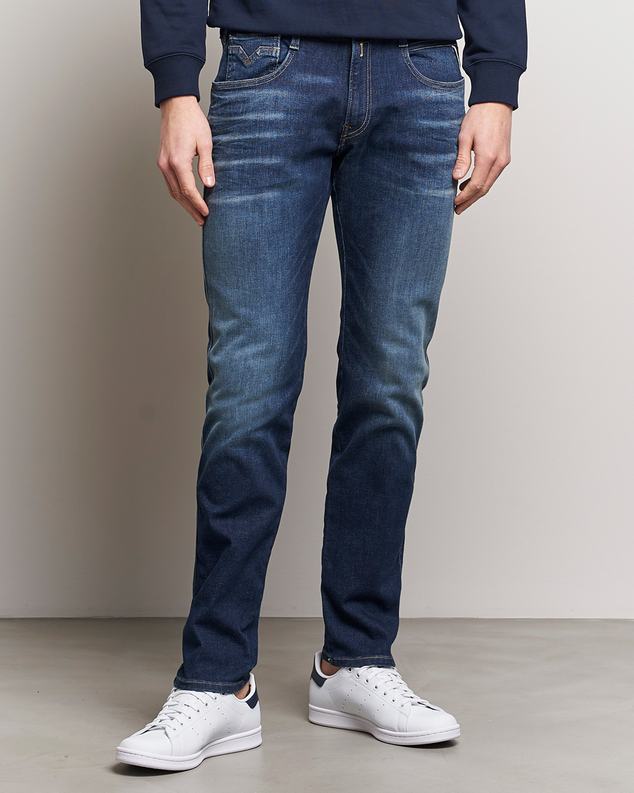 Herr | Blå jeans | Replay | Anbass Hyperflex Dust Wash Jeans Dark Blue
