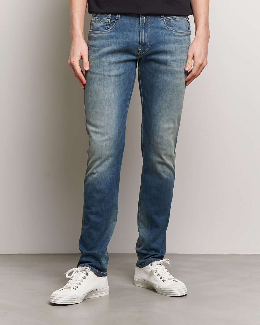 Herr | Kläder | Replay | Anbass Hyperflex Dust Wash Jeans Medium Blue