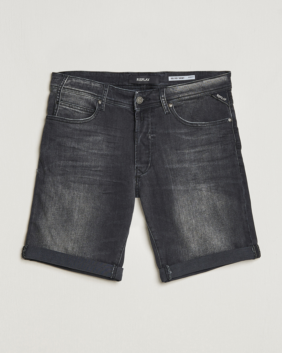 Herr | Shorts | Replay | RBJ981 Super Stretch Bio Denim Shorts Washed Black