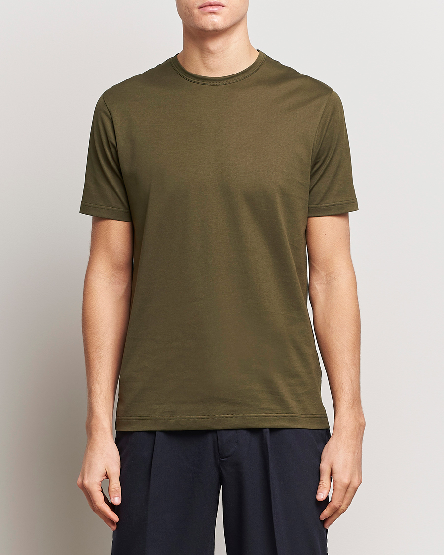 Herr | Sunspel | Sunspel | Crew Neck Cotton Tee Dark Olive