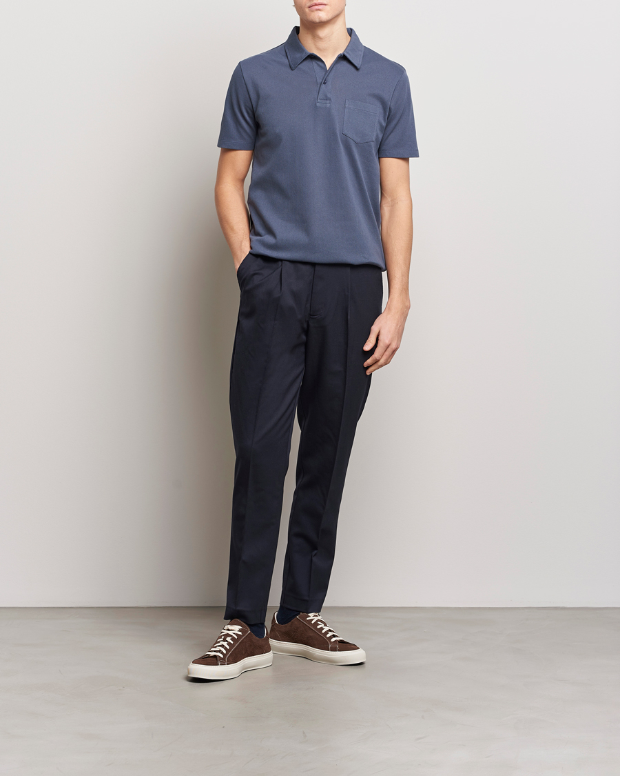 Herr | Pikéer | Sunspel | Riviera Polo Shirt Slate Blue