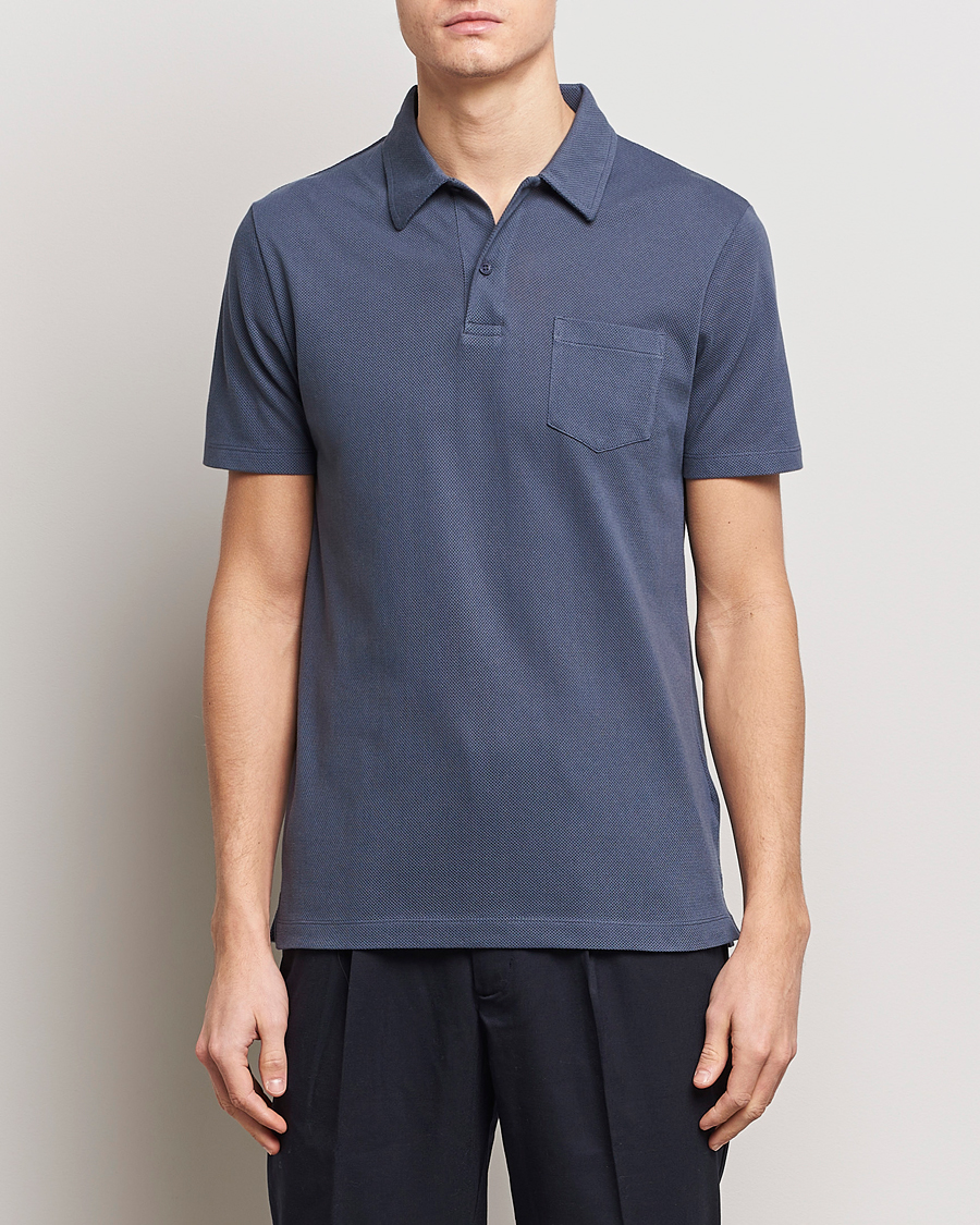 Herr | Best of British | Sunspel | Riviera Polo Shirt Slate Blue