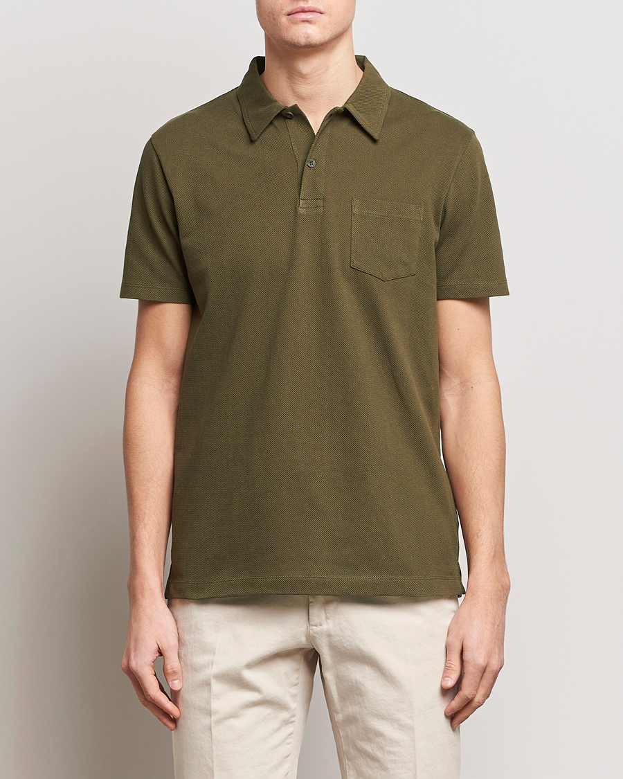 Herr | Rea kläder | Sunspel | Riviera Polo Shirt Dark Olive