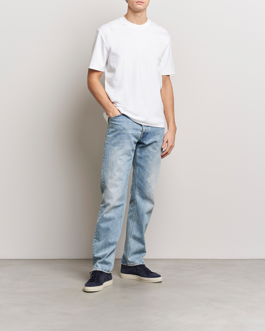 Herr | T-Shirts | Sunspel | Heavyweight Mock Neck T-Shirt White