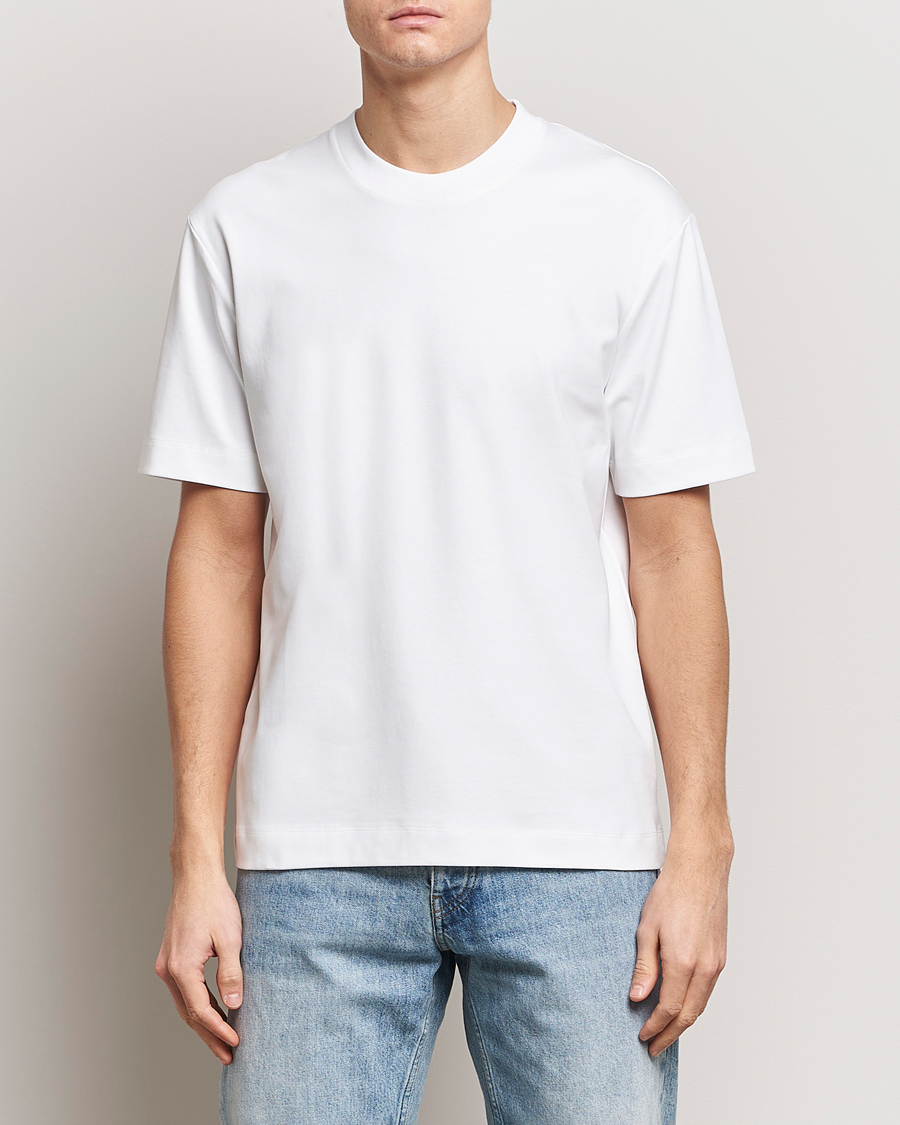Herr | T-Shirts | Sunspel | Heavyweight Mock Neck T-Shirt White