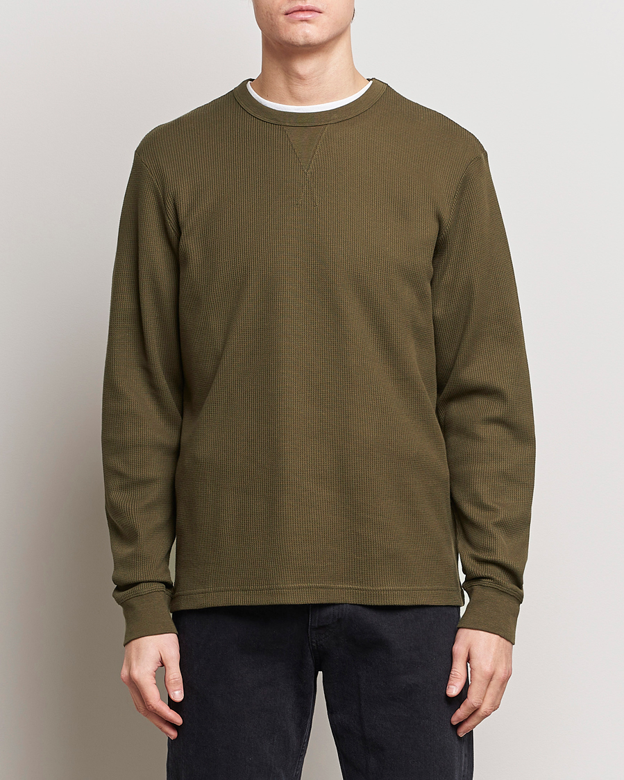 Herr | Realisation | Sunspel | Long Sleeve Waffle T-Shirt Dark Olive