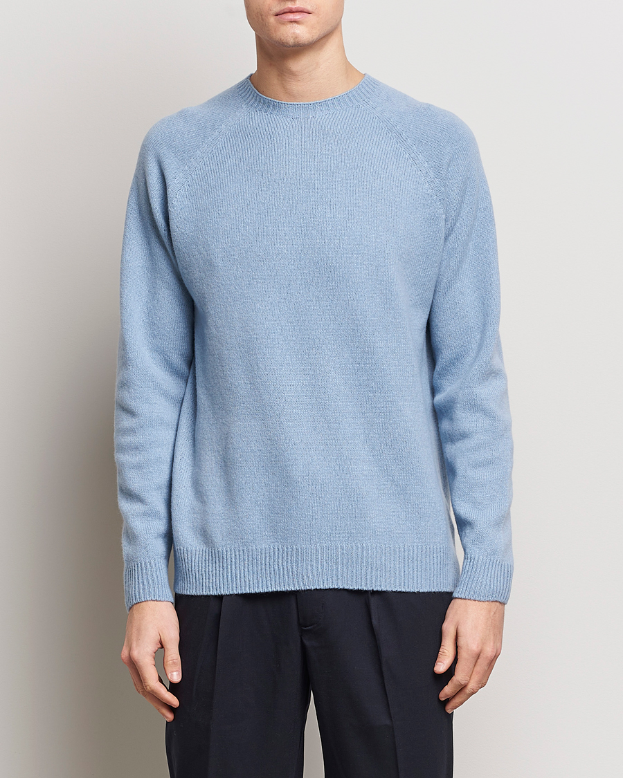 Herre |  | Sunspel | Lambswool Crew Neck Sky Blue