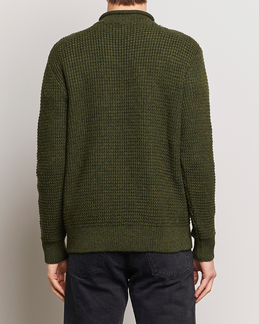 Herr | Tröjor | Sunspel | Fisherman Merino Wool Jumper Dark Olive