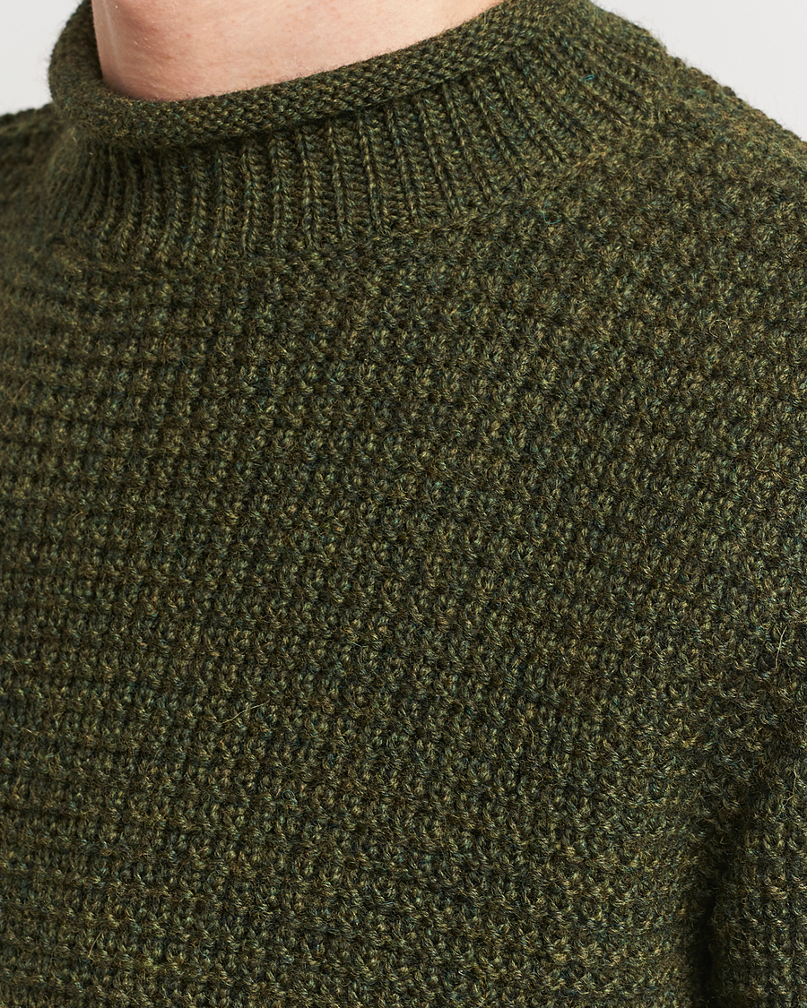 Herr | Tröjor | Sunspel | Fisherman Merino Wool Jumper Dark Olive