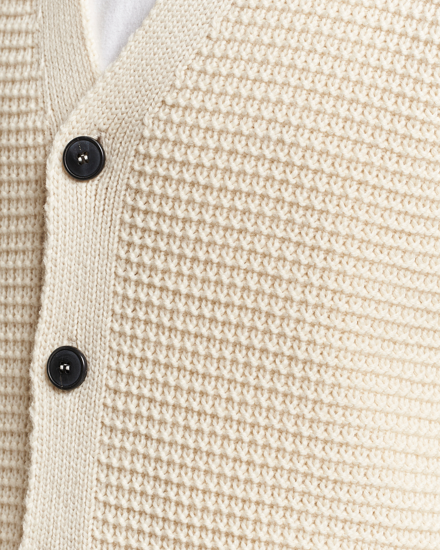 Herr | Tröjor | Sunspel | Fisherman Merino Wool Cardigan Ecru
