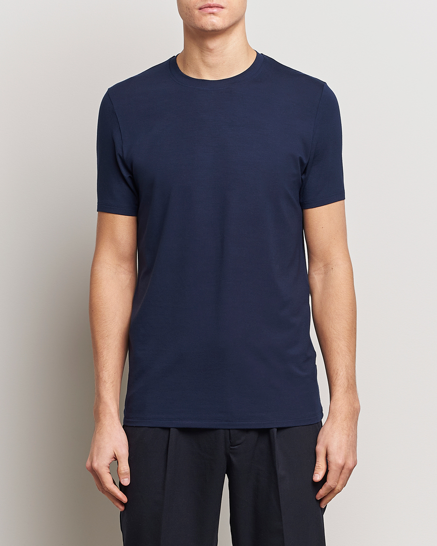 Herr | Kortärmade t-shirts | Zimmerli of Switzerland | Pureness Modal Crew Neck T-Shirt Navy