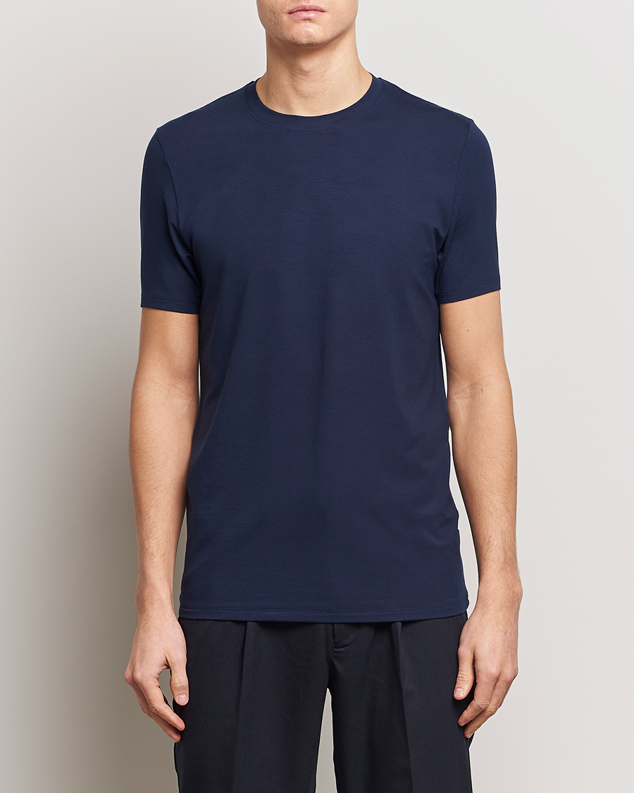 Herr | T-Shirts | Zimmerli of Switzerland | Pureness Modal Crew Neck T-Shirt Navy