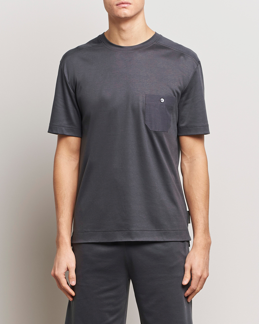 Herr | Zimmerli of Switzerland | Zimmerli of Switzerland | Cotton/Modal Crew Neck Loungwear T-Shirt Phantom