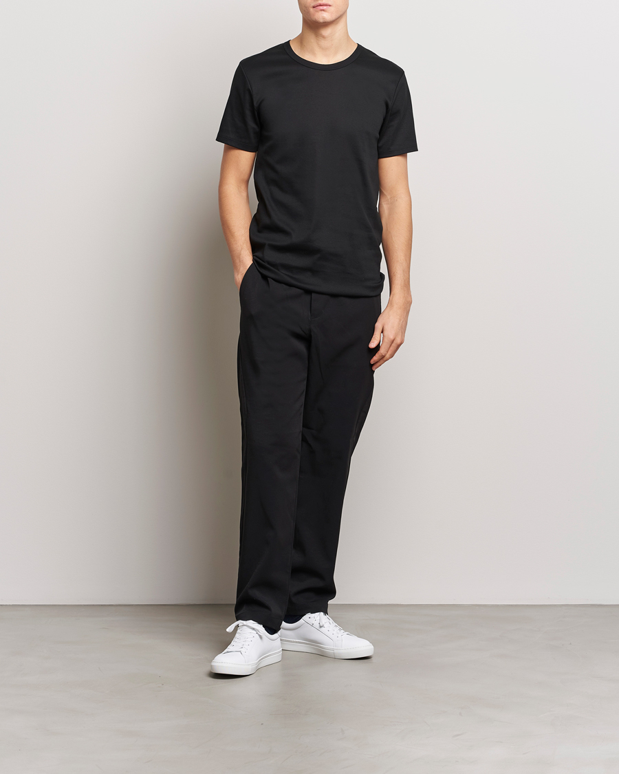 Herr | T-Shirts | Zimmerli of Switzerland | Mercerized Cotton Crew Neck T-Shirt Black