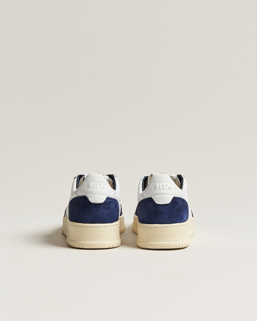 Herr | Autry Medalist Low Goat/Suede Sneaker White/Navy | Autry | Medalist Low Goat/Suede Sneaker White/Navy