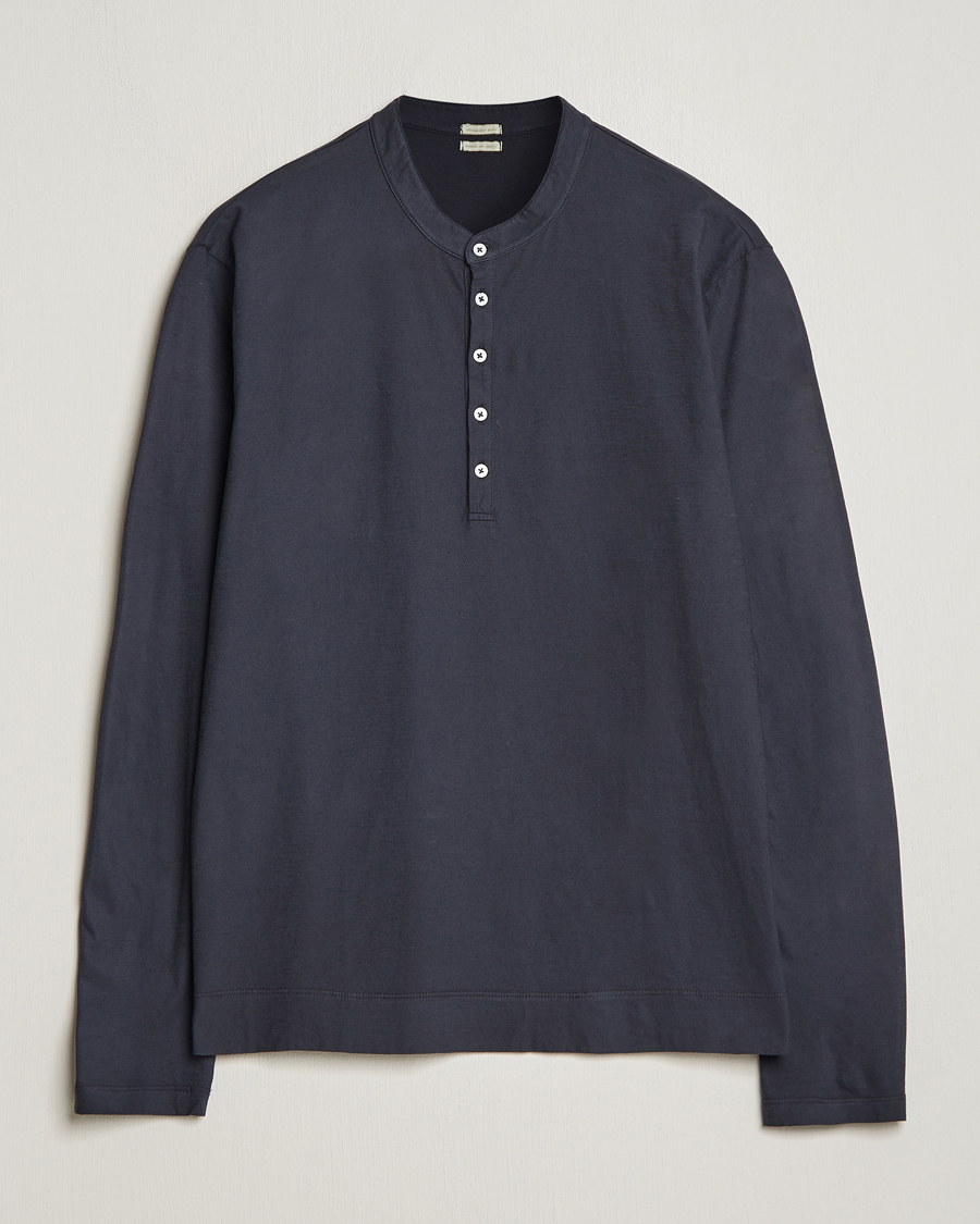 Herr | Tröjor | Massimo Alba | Hawai Watercolor Henley Washed Black