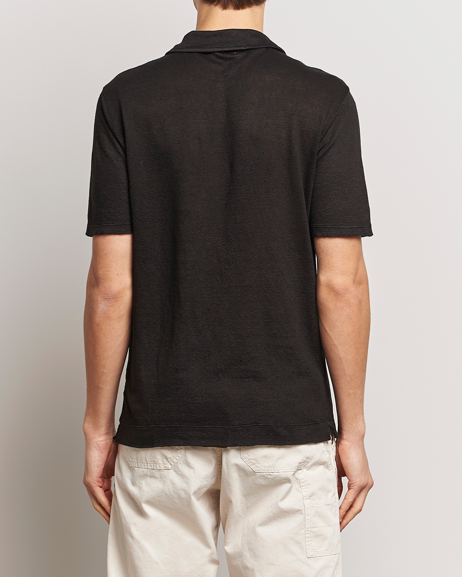 Herr | Pikéer | Massimo Alba | Aruba Linen Polo Washed Black