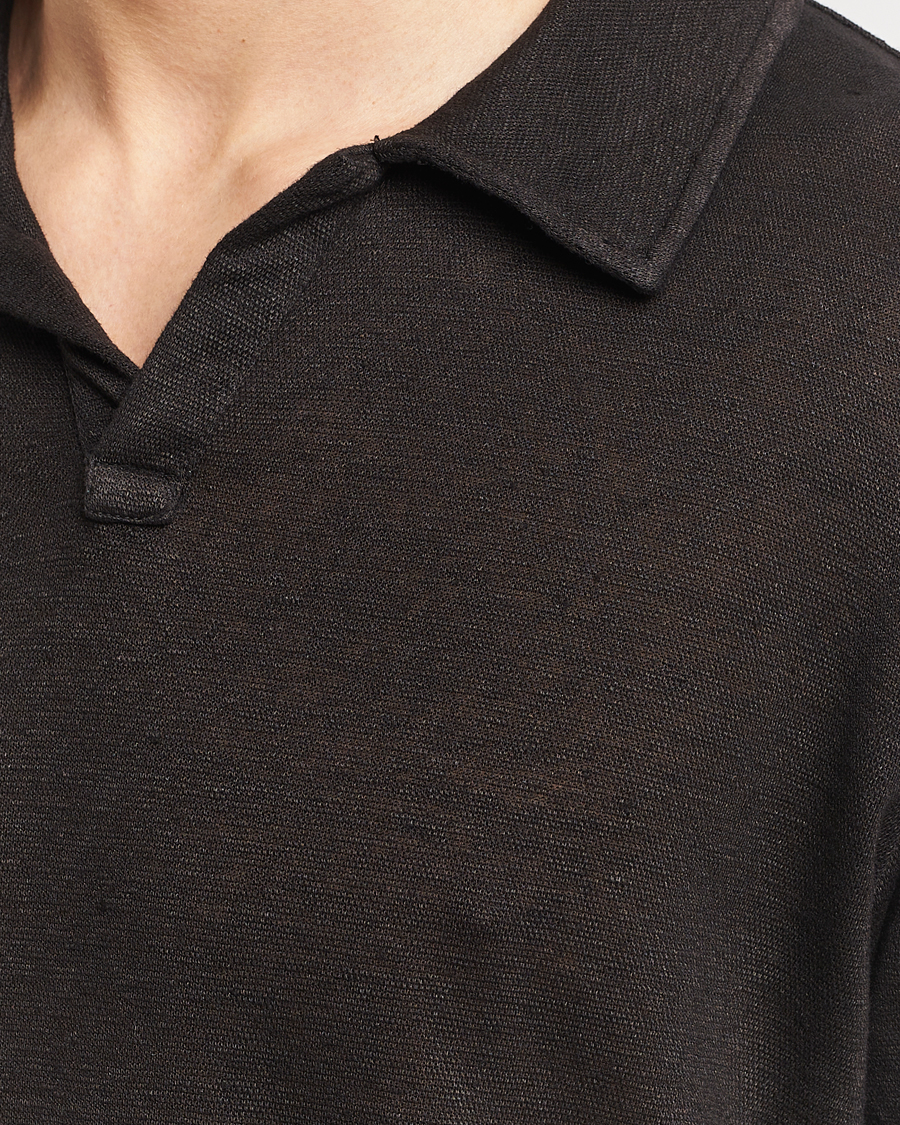 Herr | Pikéer | Massimo Alba | Aruba Linen Polo Washed Black