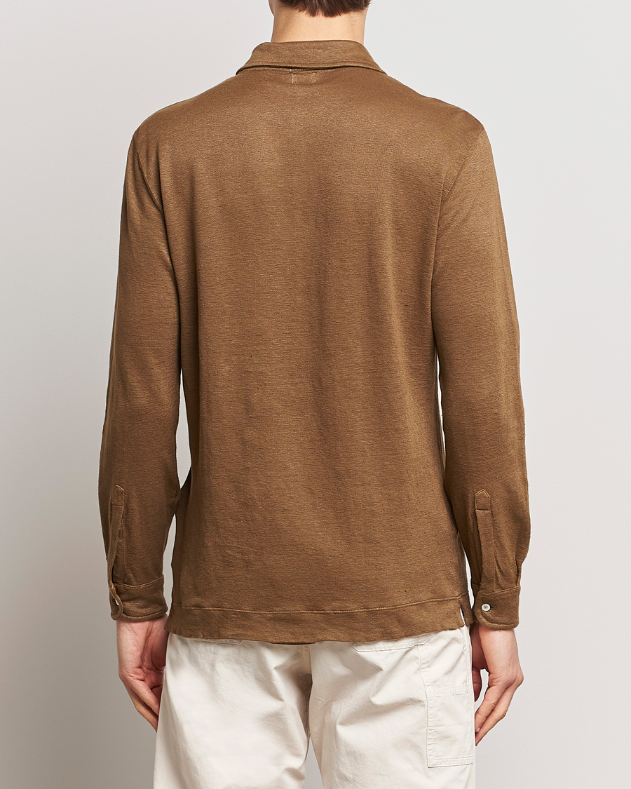Herr | Tröjor | Massimo Alba | Raya Long Sleeve Linen Polo Brown