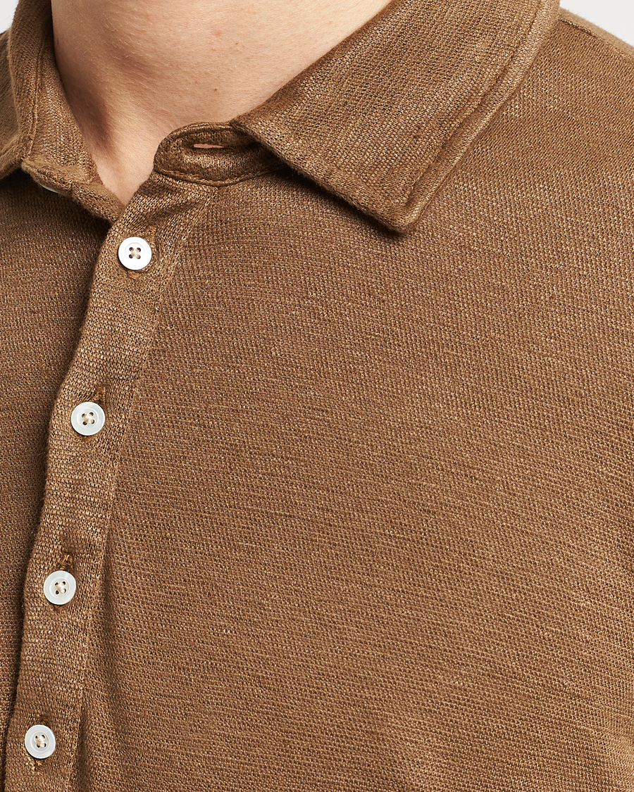Herr | Tröjor | Massimo Alba | Raya Long Sleeve Linen Polo Brown
