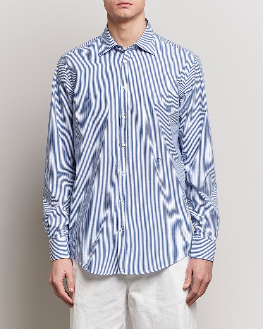 Herr | Contemporary Creators | Massimo Alba | Genova Striped Cotton Shirt Blue Stripes