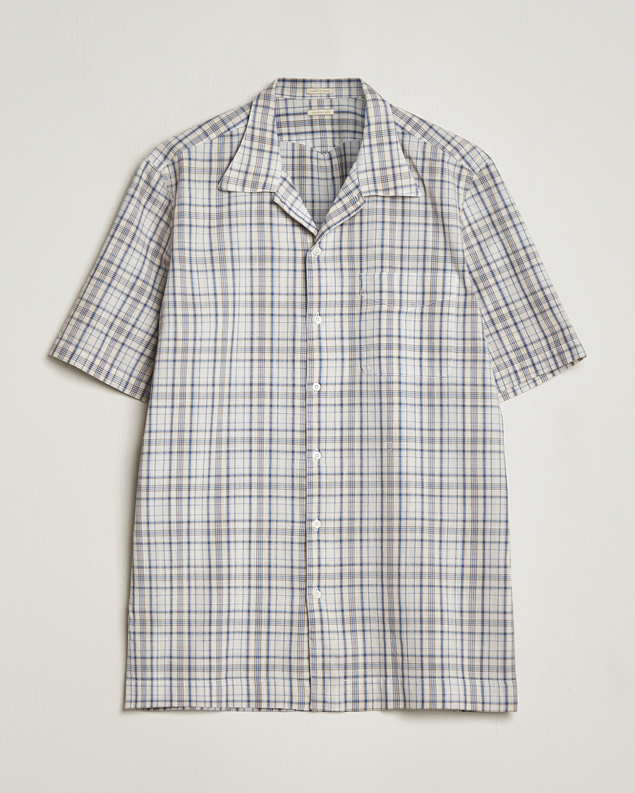 Herr | Skjortor | Massimo Alba | Venice Macro Check Bowling Shirt Blue/Beige