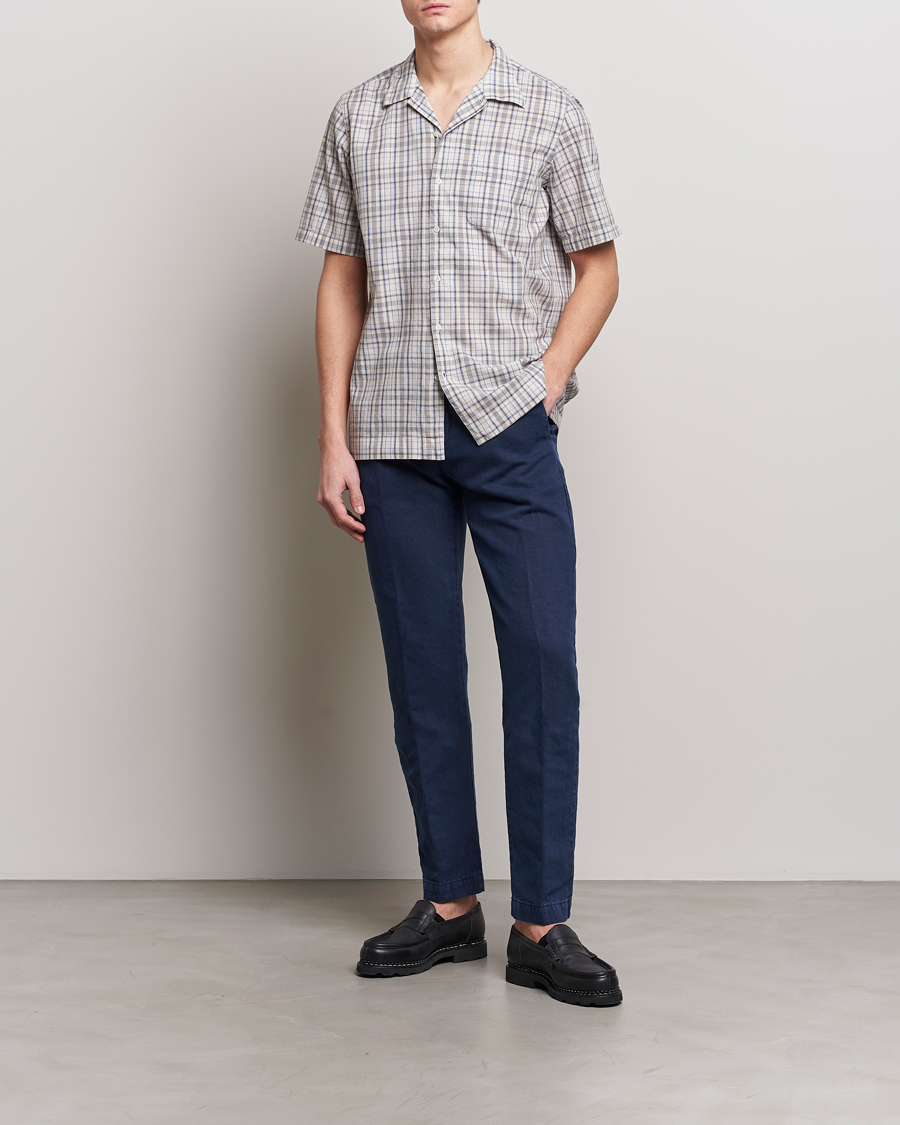Herr | Skjortor | Massimo Alba | Venice Macro Check Bowling Shirt Blue/Beige