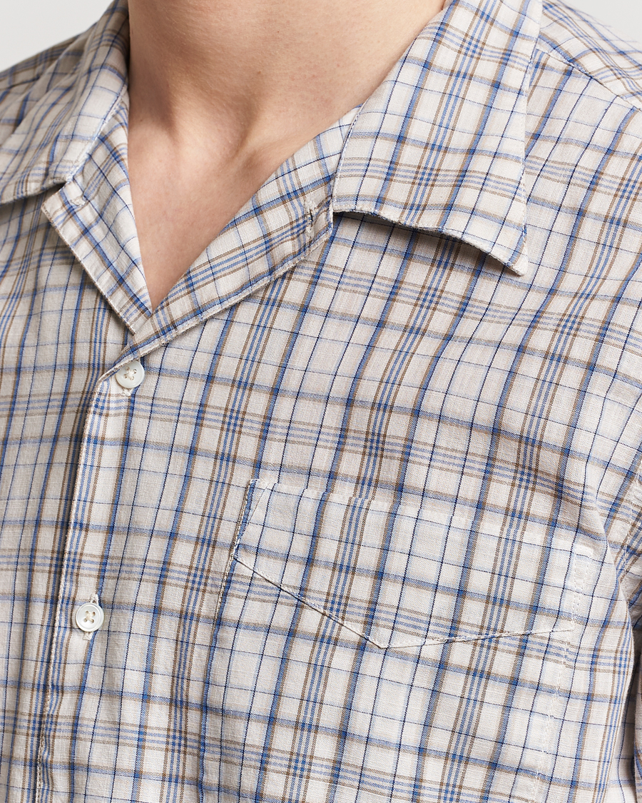 Herr | Skjortor | Massimo Alba | Venice Macro Check Bowling Shirt Blue/Beige