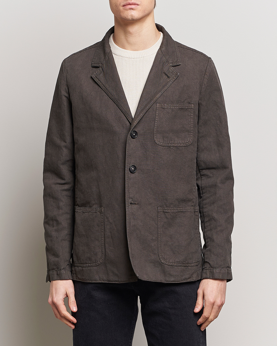 Herr | Samtida jackor | Massimo Alba | Baglietto Washed Cotton Work Jacket Dark Brown