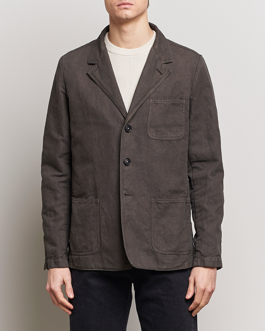 Herr | Italian Department | Massimo Alba | Baglietto Washed Cotton Work Jacket Dark Brown