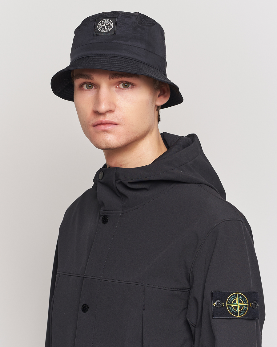 Herr | Stone Island Logo Bucket Hat Black | Stone Island | Logo Bucket Hat Black