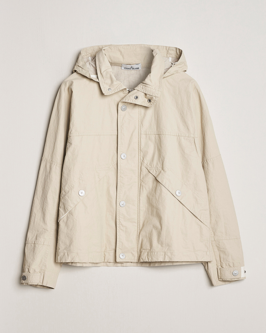 Herr | Jackor | Stone Island | Marina Pleated Linen Hood Jacket Natural Beige