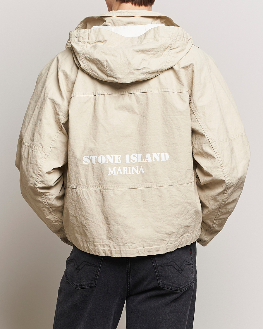 Herr | Jackor | Stone Island | Marina Pleated Linen Hood Jacket Natural Beige