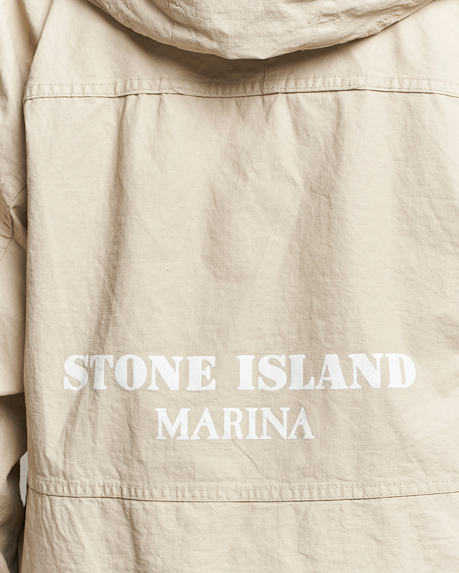 Herr | Jackor | Stone Island | Marina Pleated Linen Hood Jacket Natural Beige