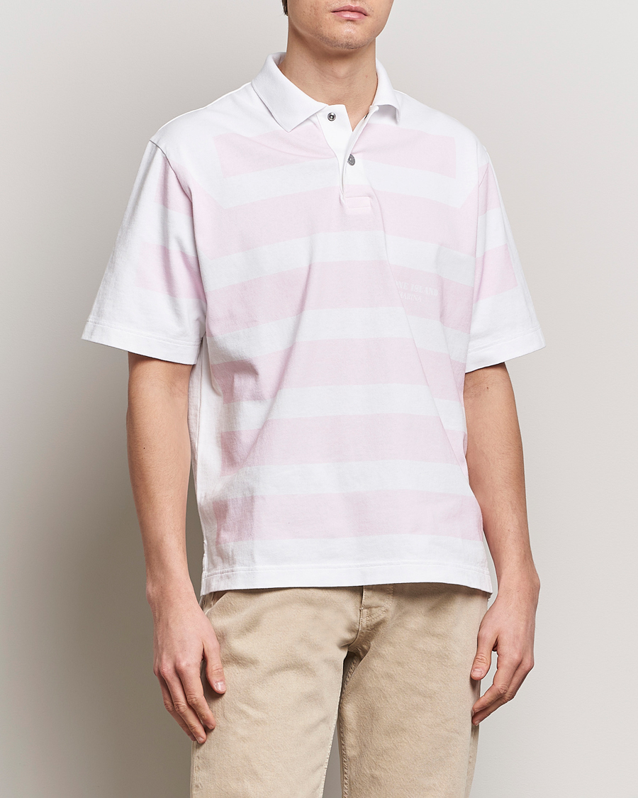 Herr | Stone Island | Stone Island | Marina Striped Cotton Poloshirt White