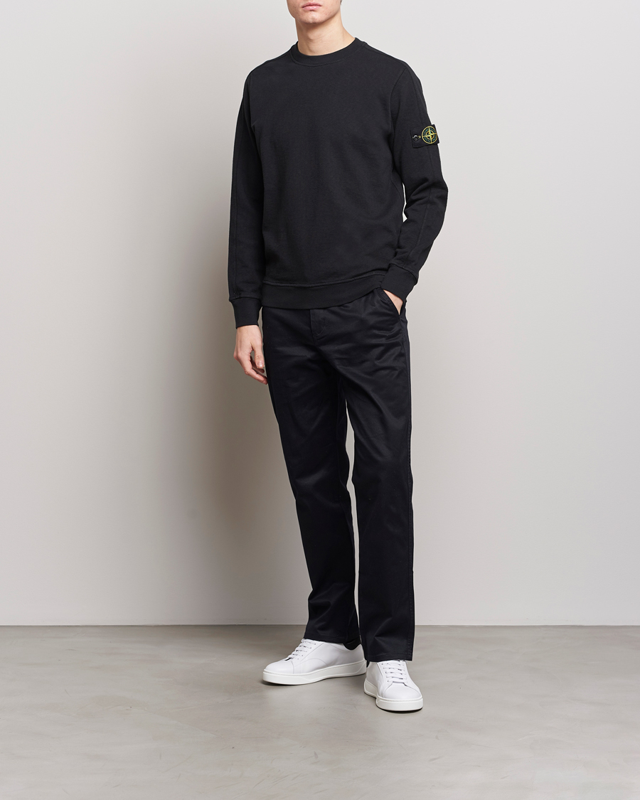 Herr | Tröjor | Stone Island | Garment Dyed Cotton Old Effect Sweatshirt Black