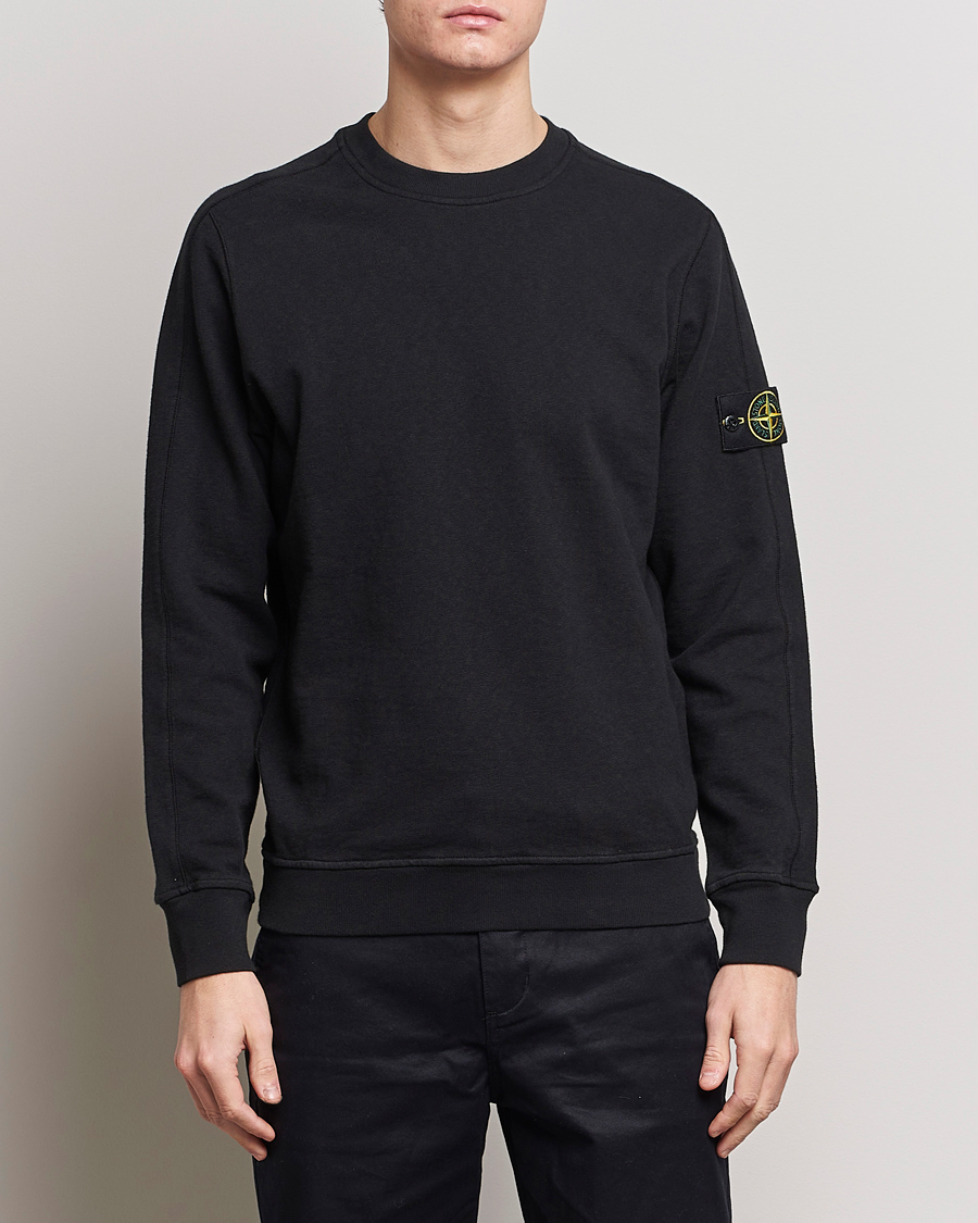 Herr | Tröjor | Stone Island | Garment Dyed Cotton Old Effect Sweatshirt Black