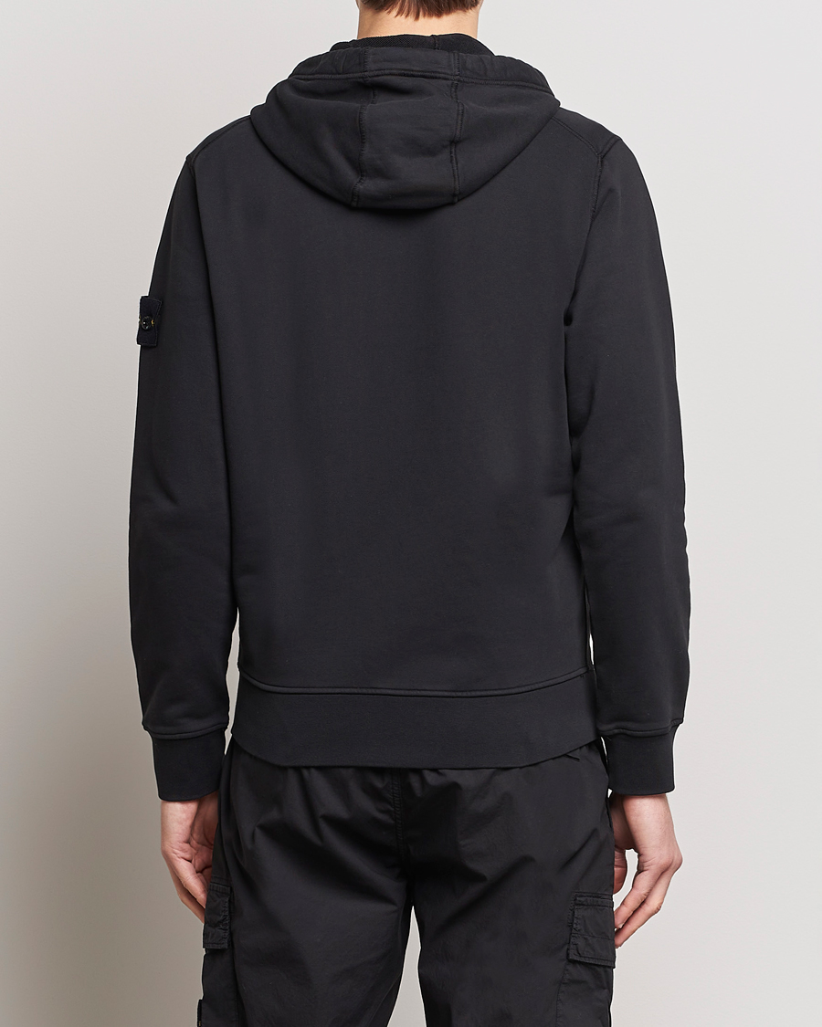Herr | Tröjor | Stone Island | Garment Dyed Cotton Fleece Full Zip Hood Black