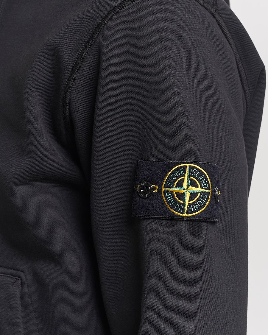 Herr | Tröjor | Stone Island | Garment Dyed Cotton Fleece Full Zip Hood Black