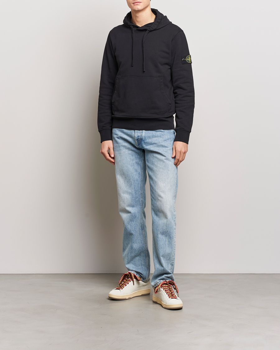Herr | Tröjor | Stone Island | Garment Dyed Cotton Fleece Hood Black